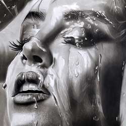 چهره با مداد، سیاه قلم از مائده عبداللهی